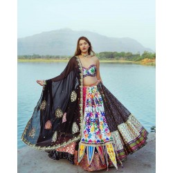 Maslin cotton mirror work navratri chaniya choli